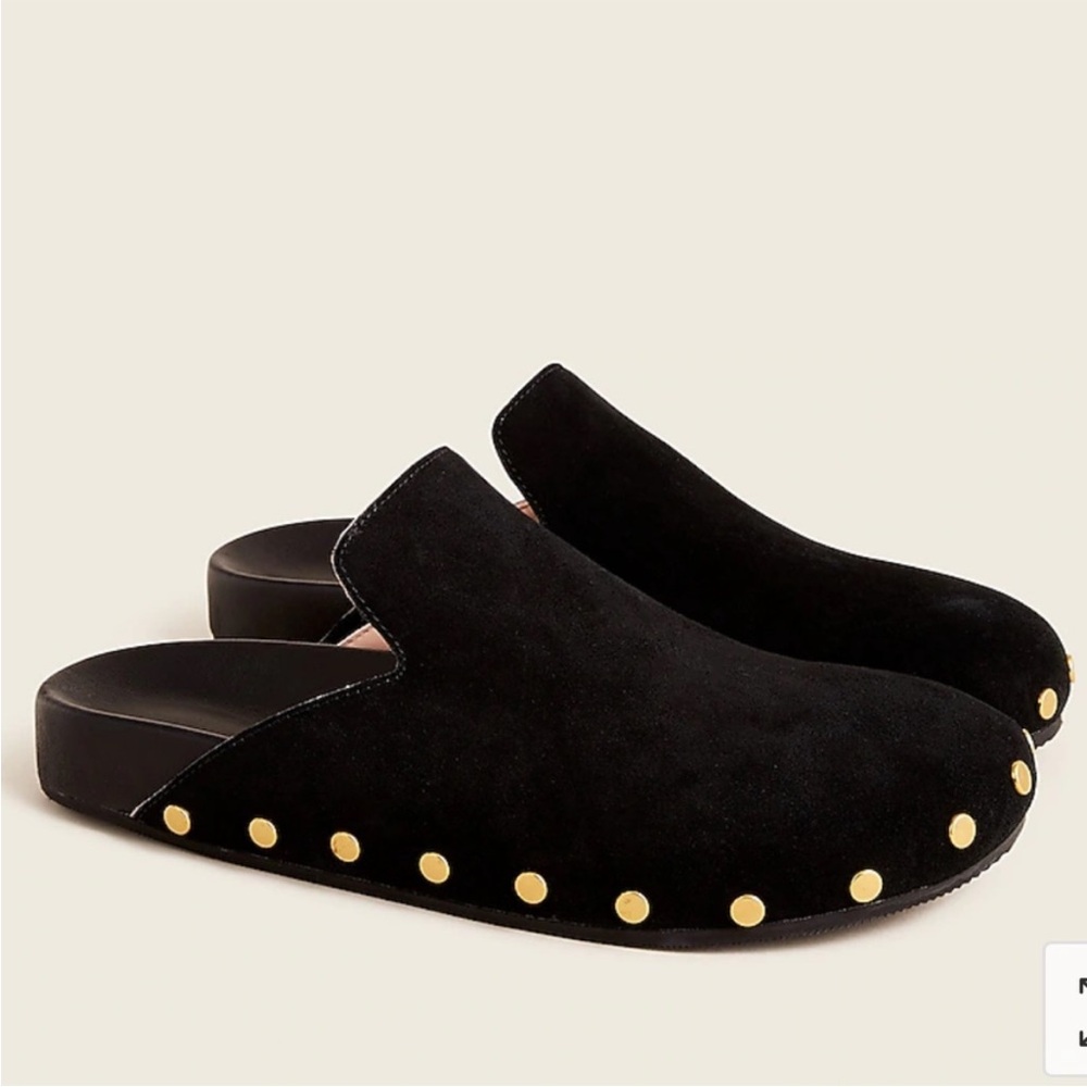 J. Crew Black Suede Studded Clogs